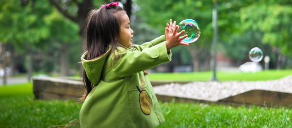 child with bubbles