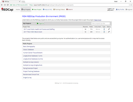 REDCap Homepage