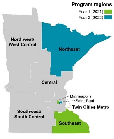 state of MN showing program regions