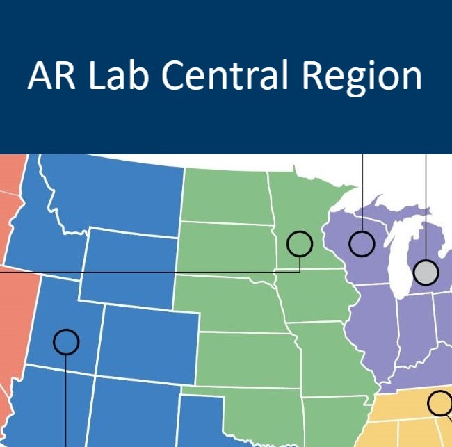 AR Lab Central Region banner, with map