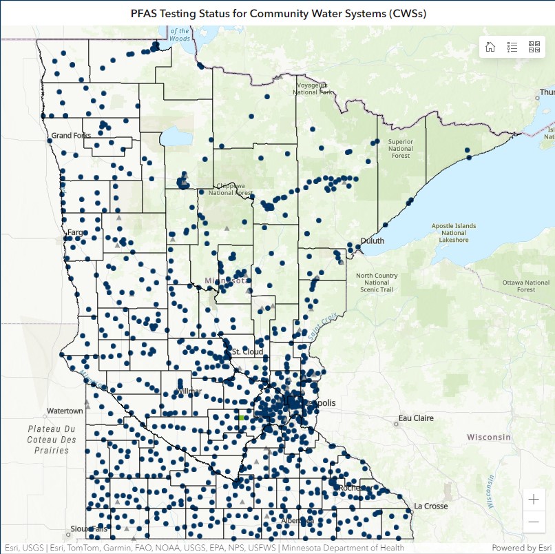 PFAS testing status for Community Water Systems (CWSs)