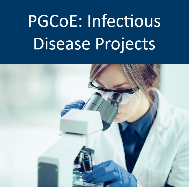 Infectious Disease Research Projects banner, with cartoon of scientist