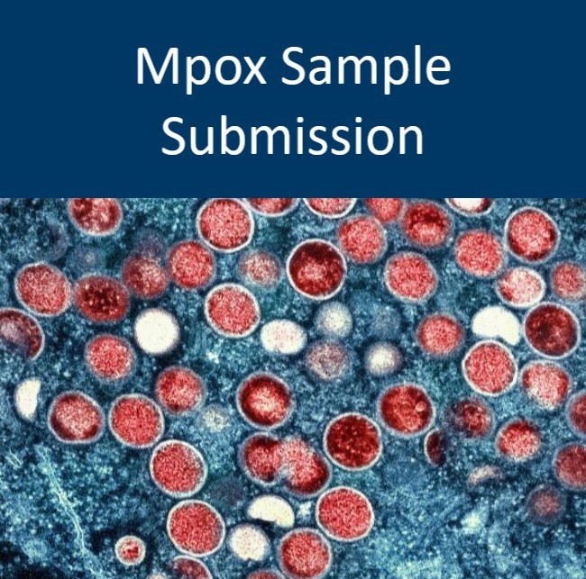 Mpox Specimen Submission banner, with picture of mpox