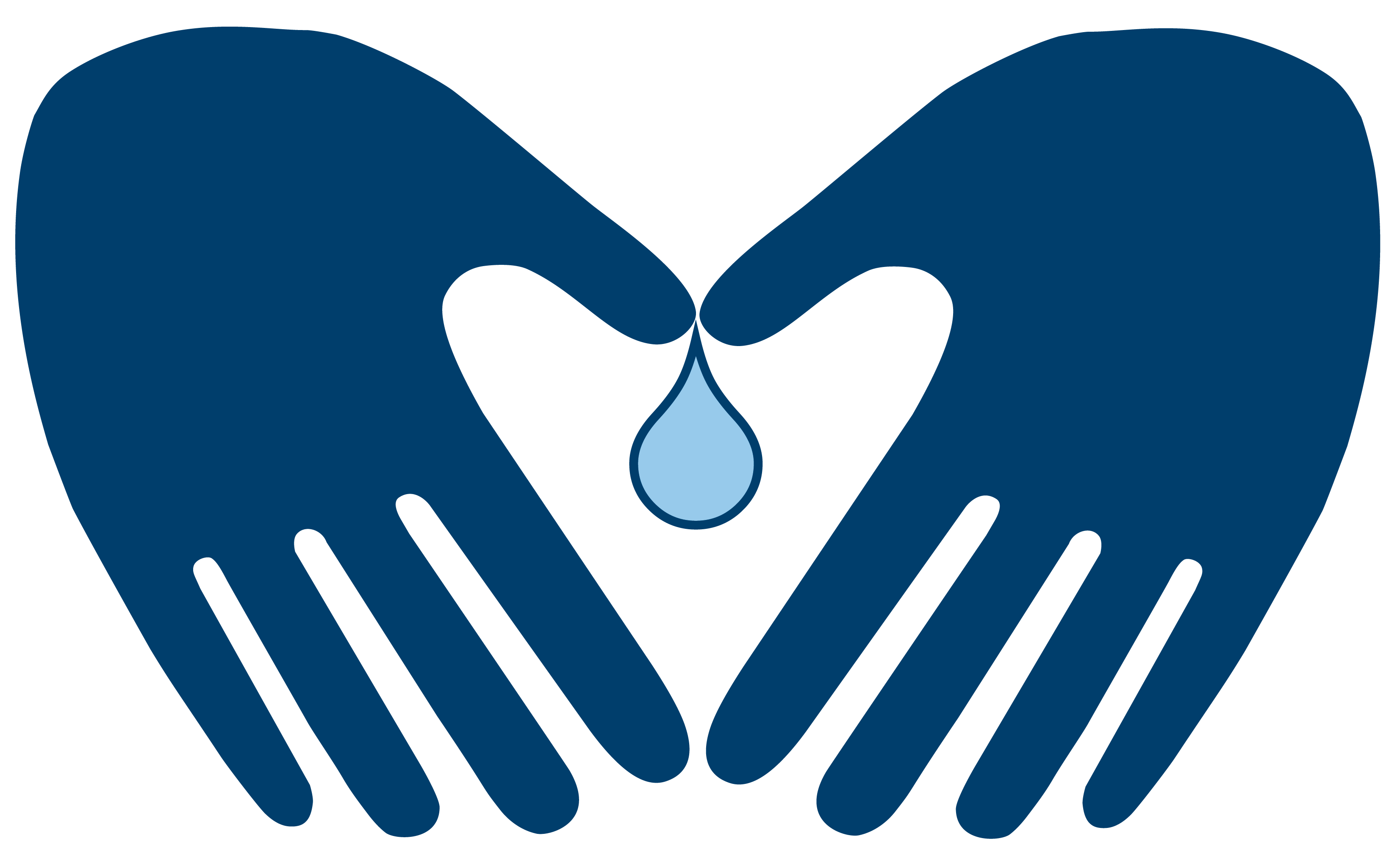Graphic of hands surrounding water droplet