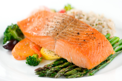 Image of salmon on a dinner plate