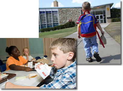 collage representing school lunches