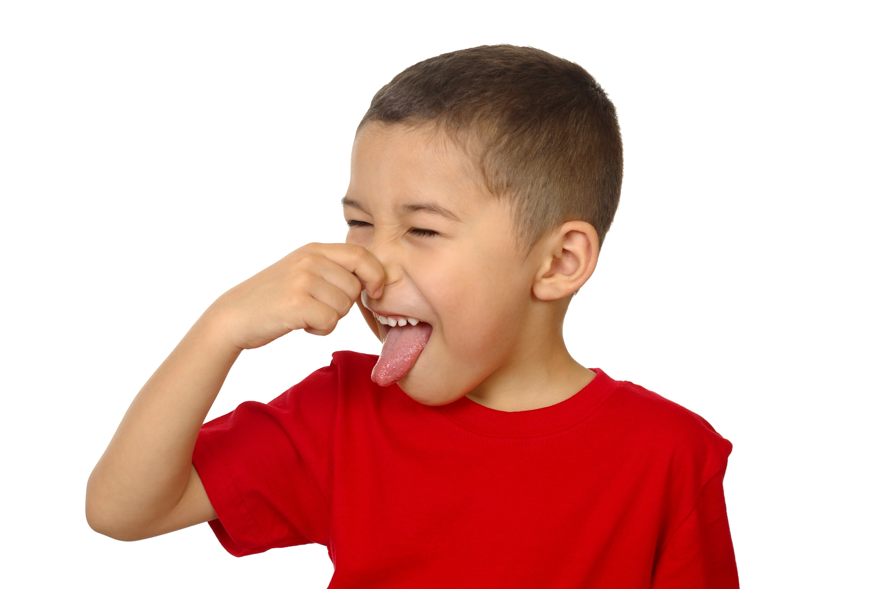 child holding their nose