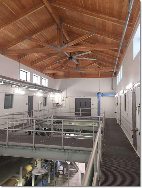 Wood roof in Shoreview water treatment plant