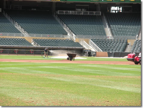 Watering the diamond at Target Field