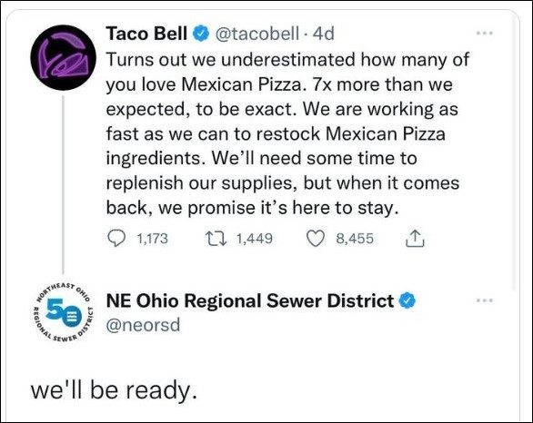 Tweet from Northeast Ohio Regional Sewer District