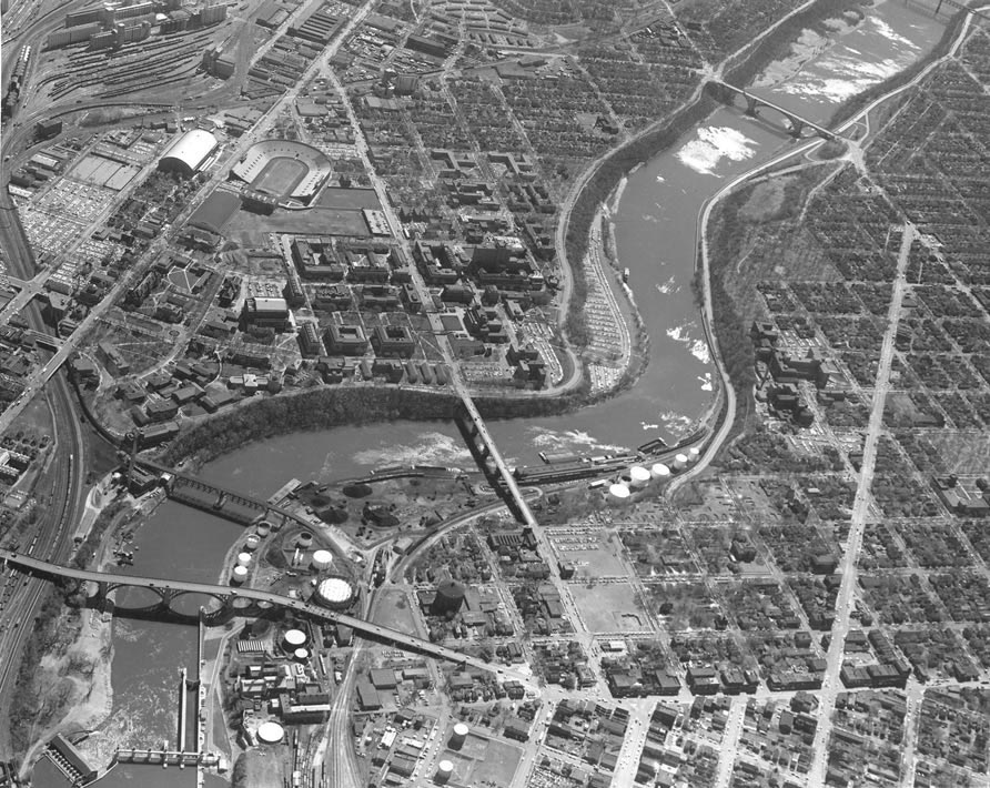 1959 photo of the area of the University of Minnesota