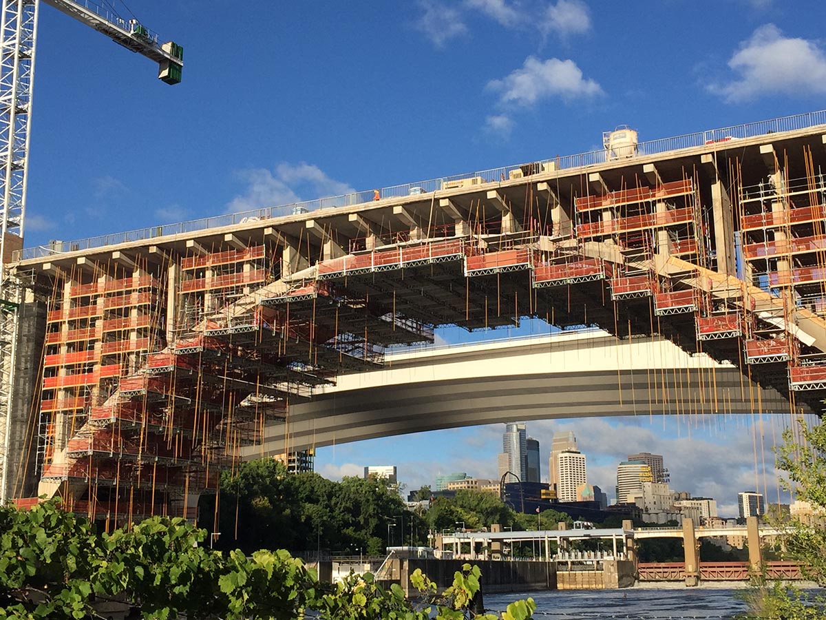 Renovation of Tenth Avenue Bridge in Minneapolis, September 2020