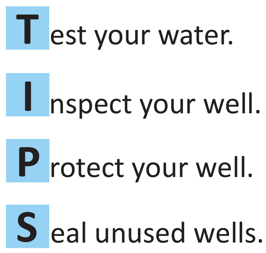Test your water. Inspect your well. Protect your well. Seal unused wells.
