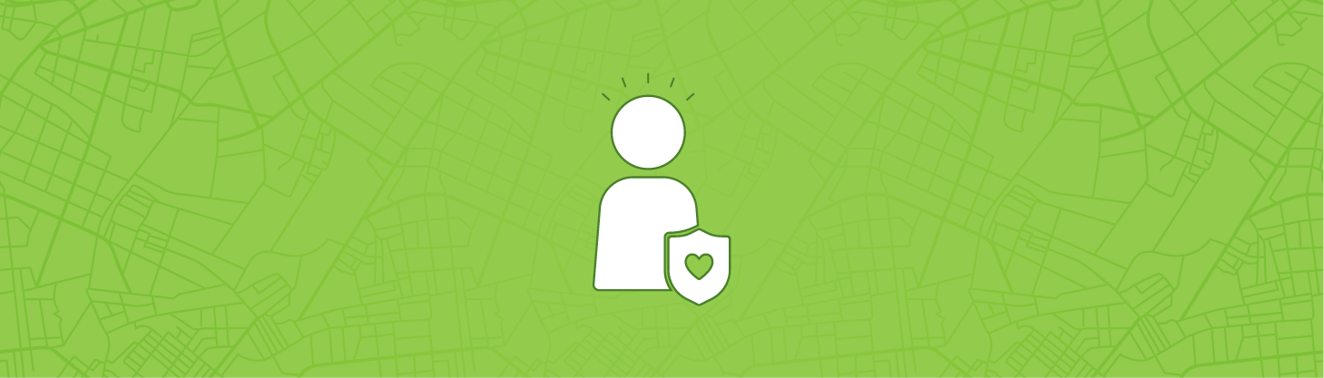 banner with a person's body and shield