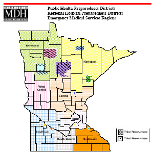 Map of public health preparedness districts.