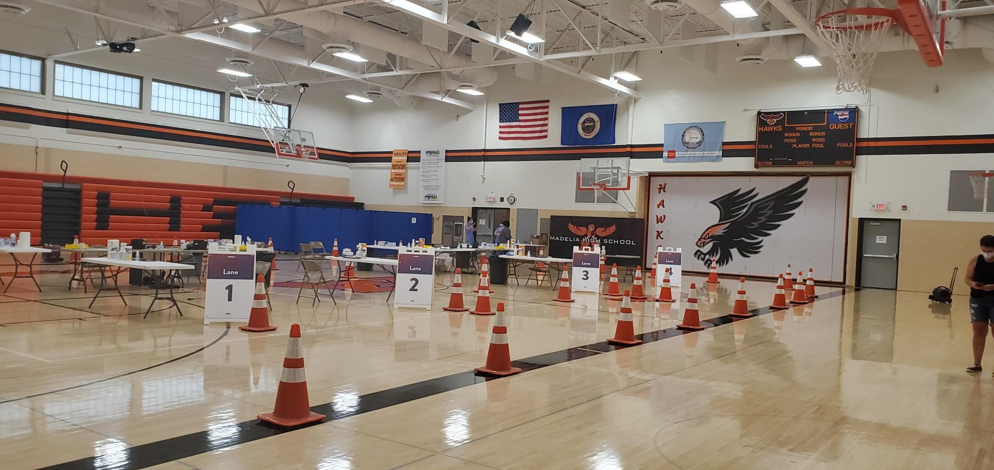 COVID-19 testing site in gym