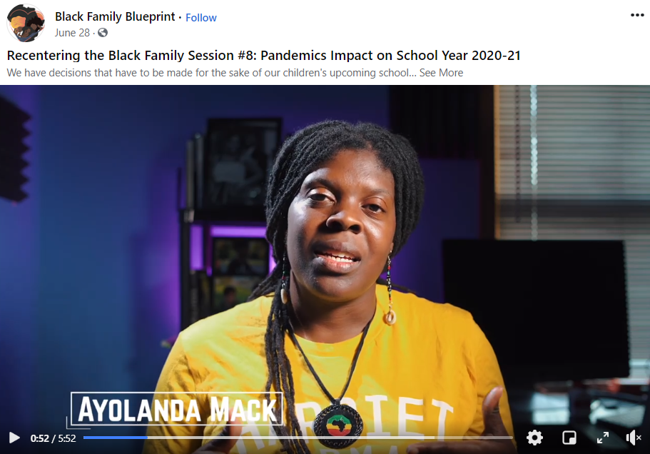 Recentering the Black Family Session #8: Pandemics Impact on School Year 2020-21 video