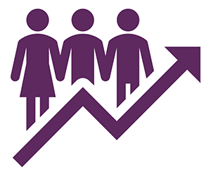 Icon of people and arrow pointing upward