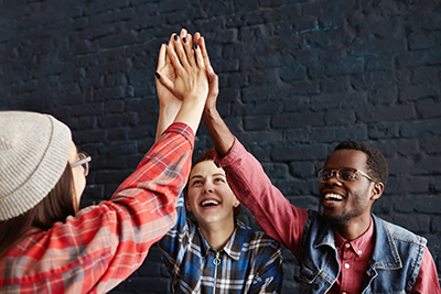 3 people doing high five