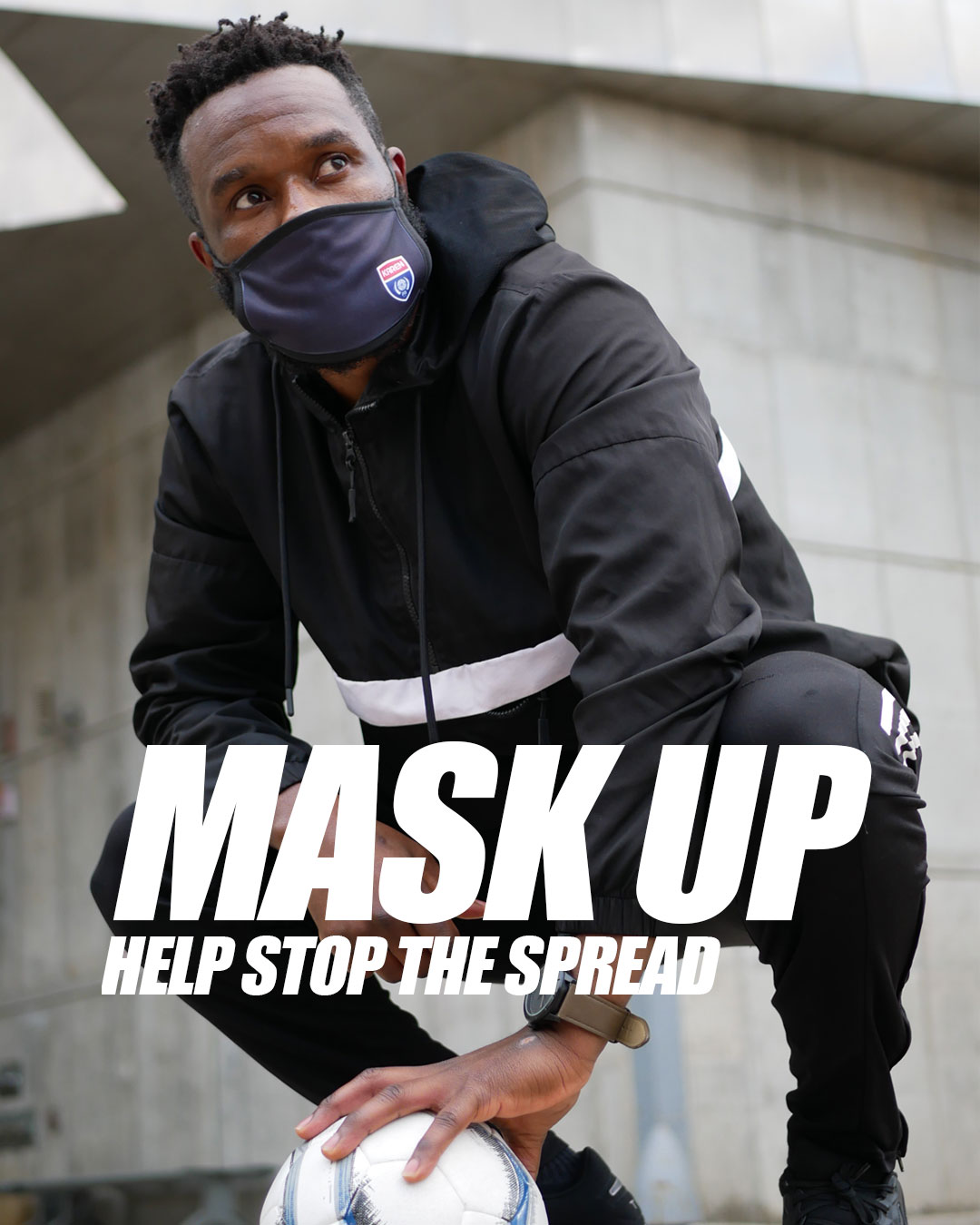 mask up soccer poster - part of kick COVID campaign