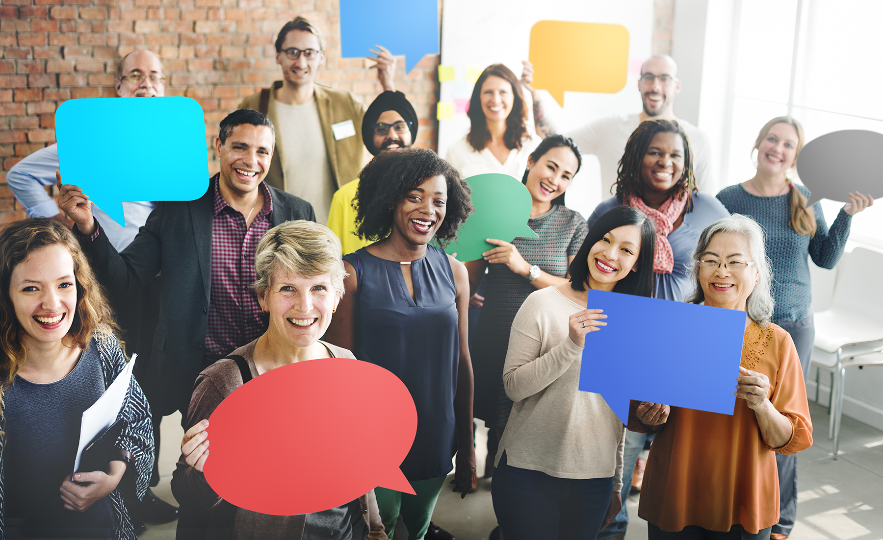 Group of diverse people smiling