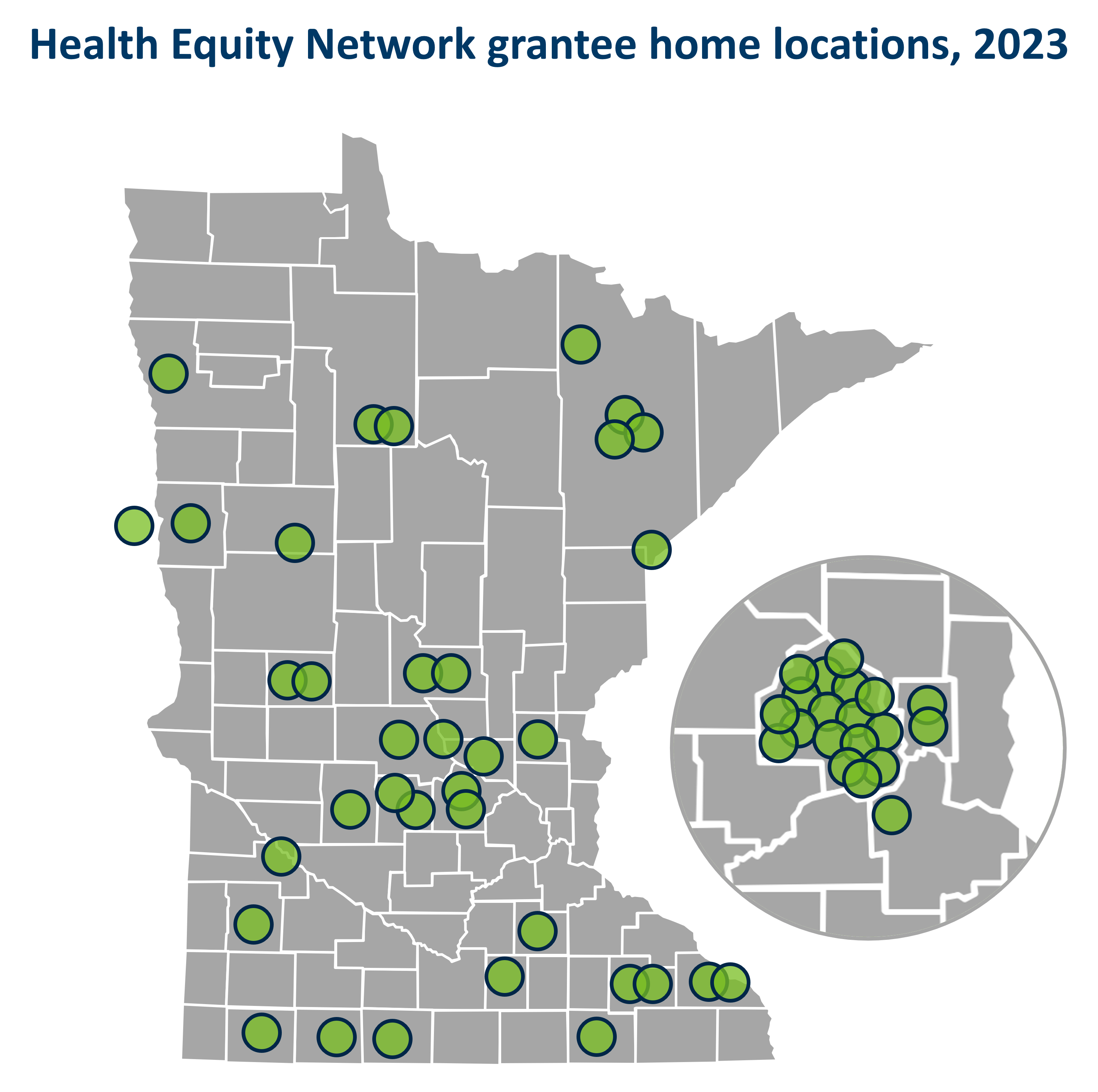 Map of Health Equity Network grantee locations