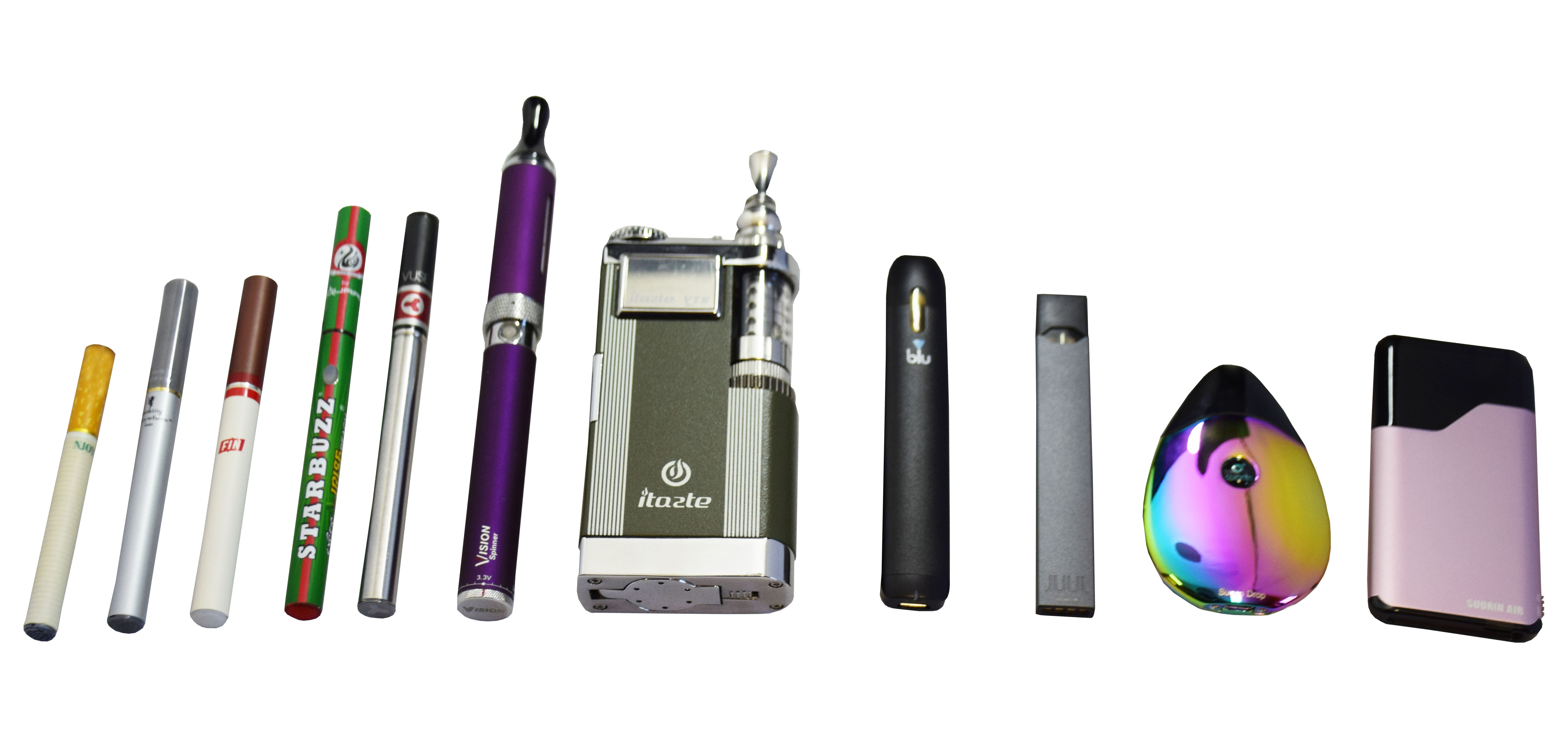 Variety of e-cigarettes and vapes