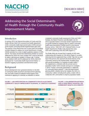 Addressing the social determinants of health through the Community Health Improvement Matrix