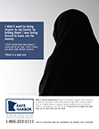 poster of woman wearing hijab - face not shown. 