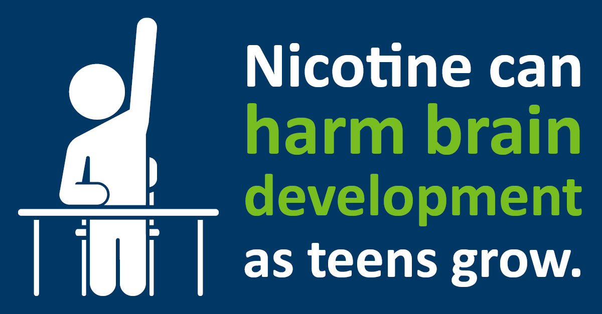 graphic: nicotine can harm brain development as teens grow.