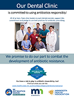 Poster template: Our dental clinic is committed to using antibiotics responsibly!