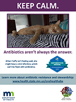 Poster template: Keep calm. Antibiotics aren't always the answer.