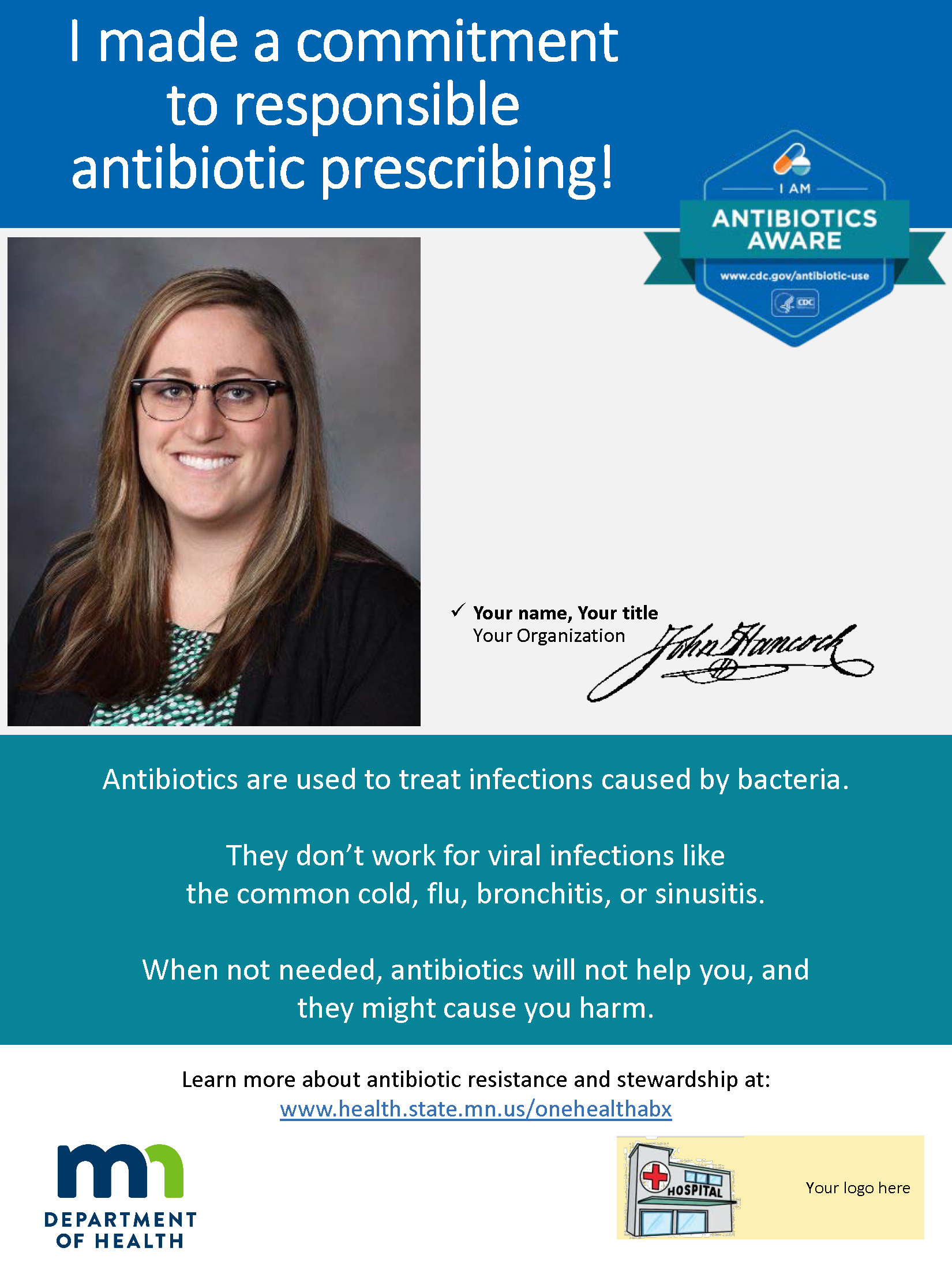 Poster template: I have made a commitment to responsible antibiotic prescribing!