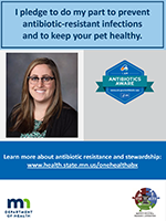 Poster template: I pledge to do my part to prevent antibiotic-resistant infections and to keep your pet healthy.
