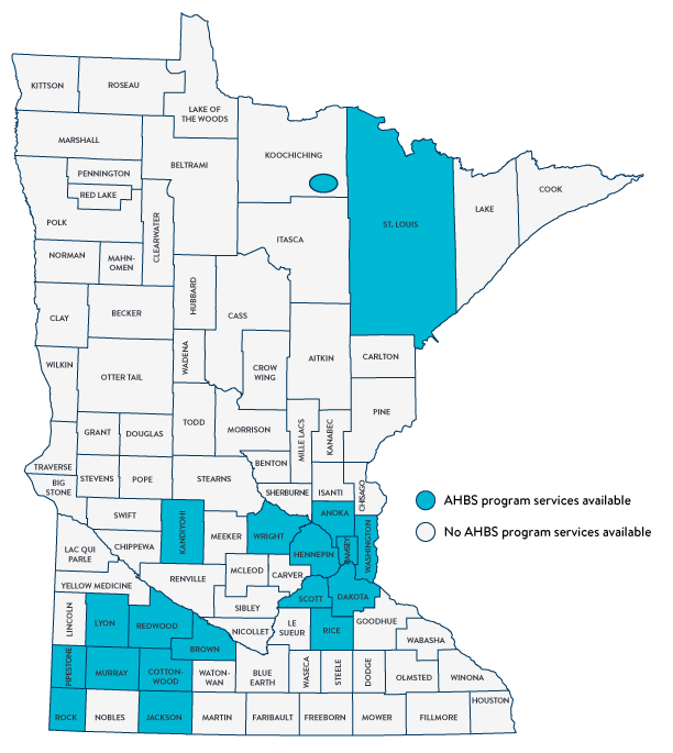 counties map of AHBS services