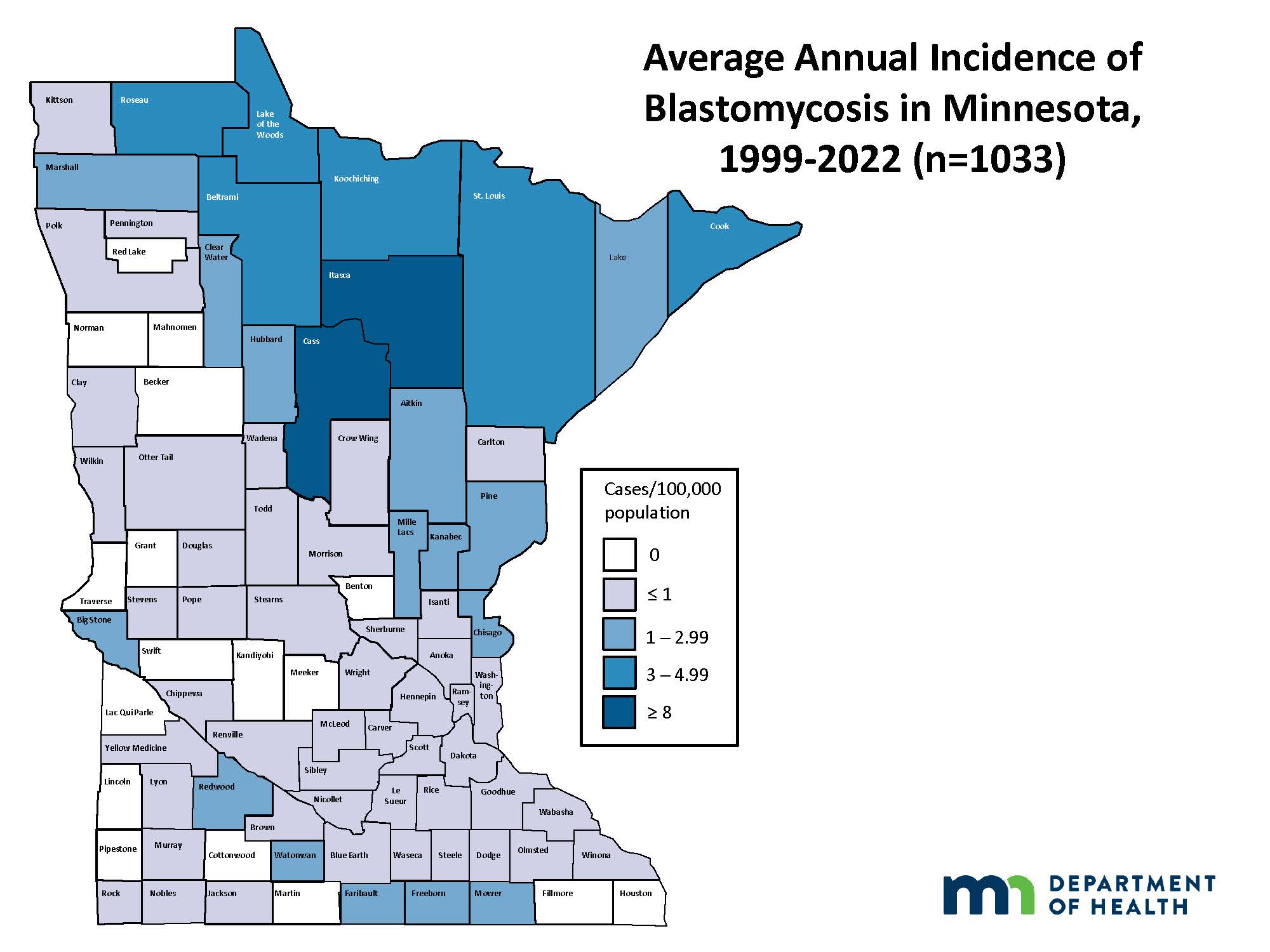 Average Annual Incidence of Blastomycosis in Minnesota
