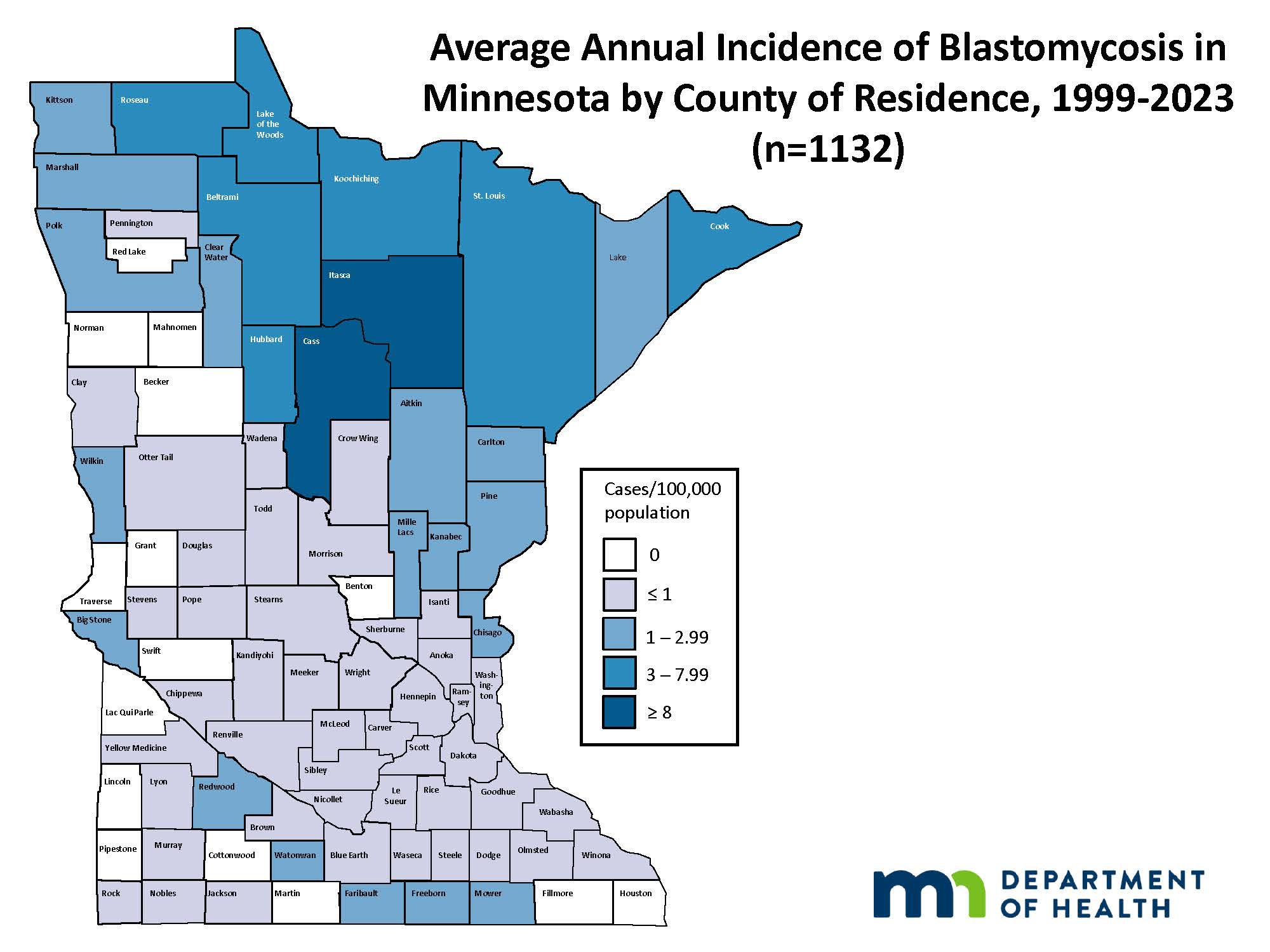 Average Annual Incidence of Blastomycosis in Minnesota