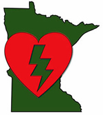 Red heart overlapping green Minnesota state