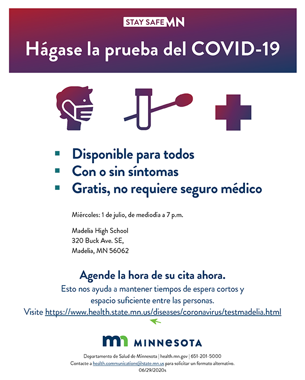Community testing flyer in Spanish