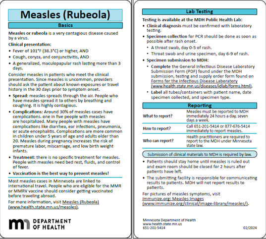 Measles (Rubeola) Pocket Guide