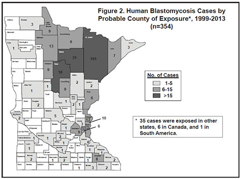 figure two shows map of minnesota with cases by county