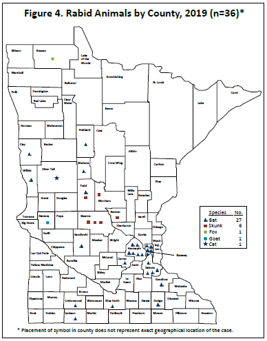 rabid animals by county