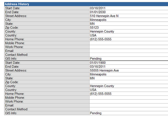 address history