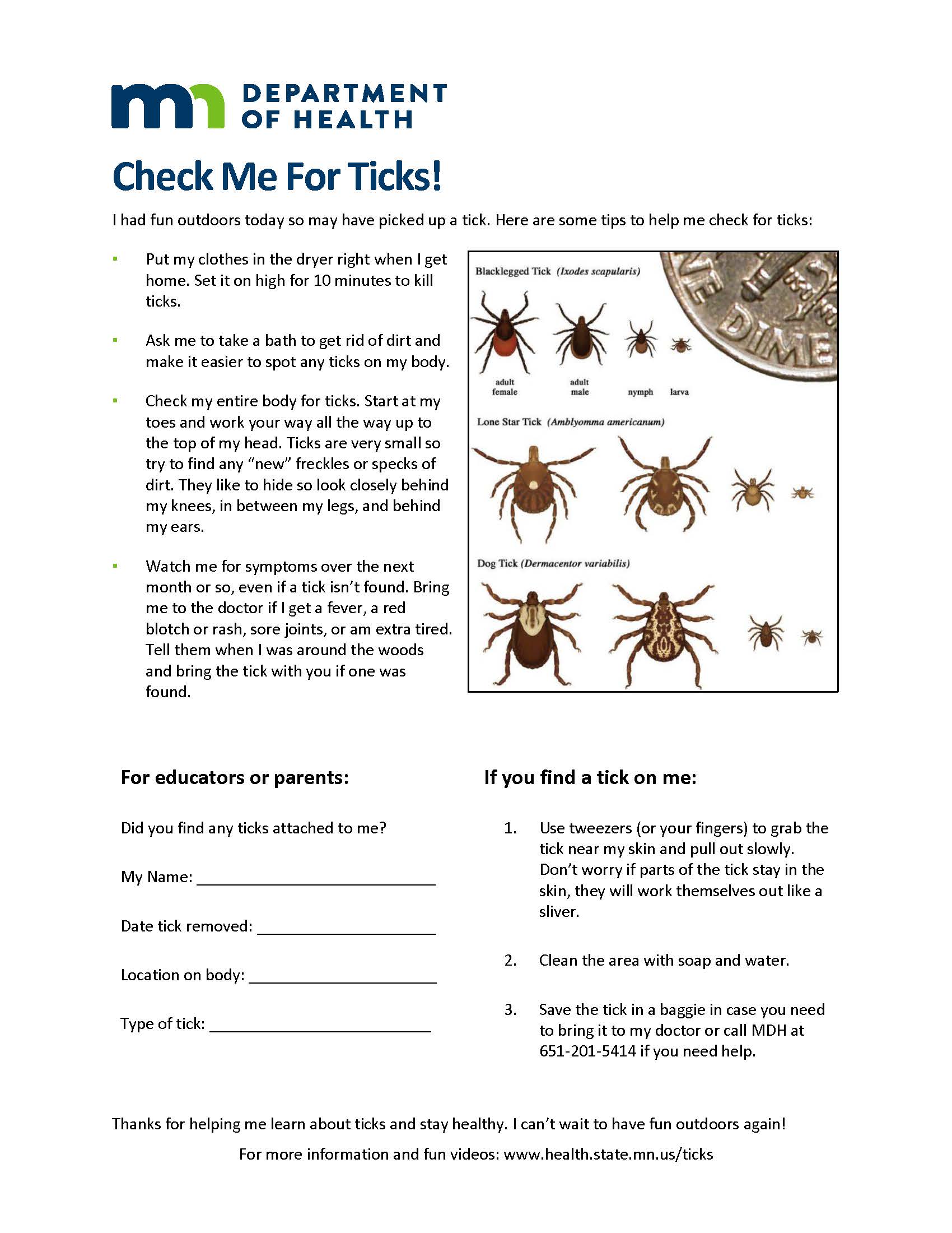 image of Check Me For Ticks! Form