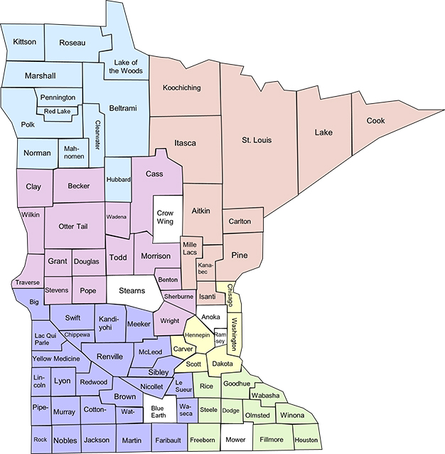 Minnesota map listing FAP County Contacts