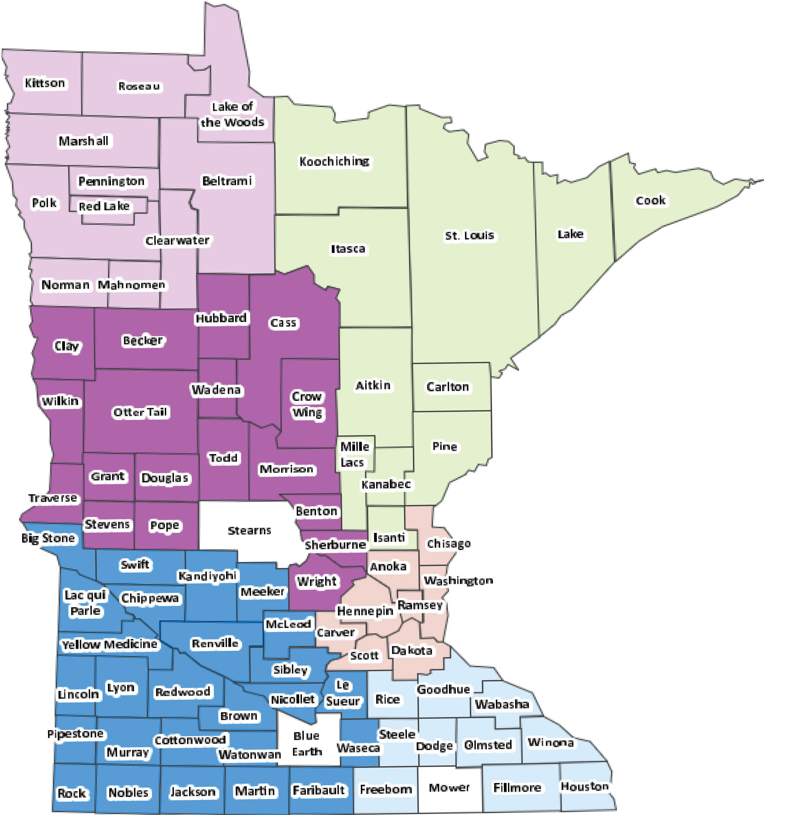 Minnesota map listing FAP County Contacts