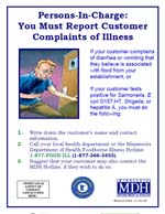 Persons-In-Charge: You Must Report Customer Complains of Illness Poster