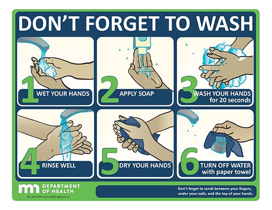 image of the dont forget to wash poster in color.