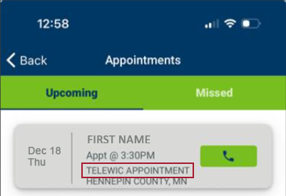 TeleWIC Appointment in app
