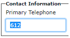 Telephone Area Code field auto-highlighted